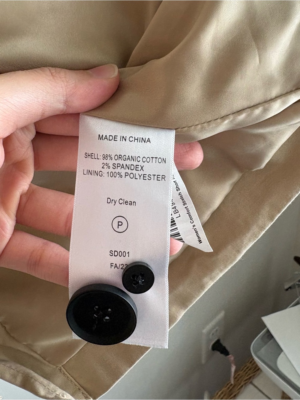 Quince Comfort Stretch Short Trench Coat Ligjt khaki 
Size S - Picture 6 of 8